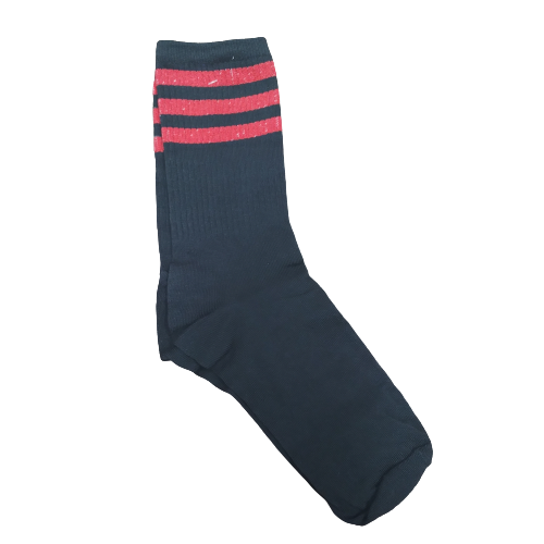 Medias 3/4 Negras con rayas rojas