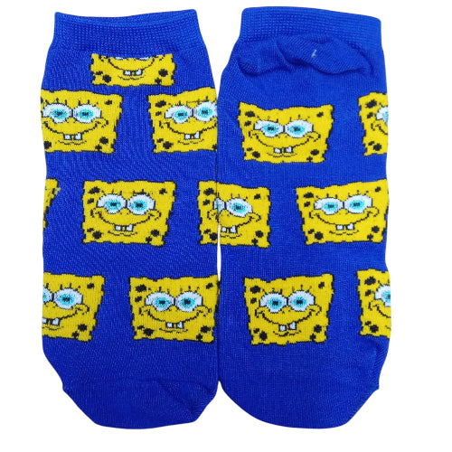 Medias soquete Bob Esponja - Bob caras fondo azul