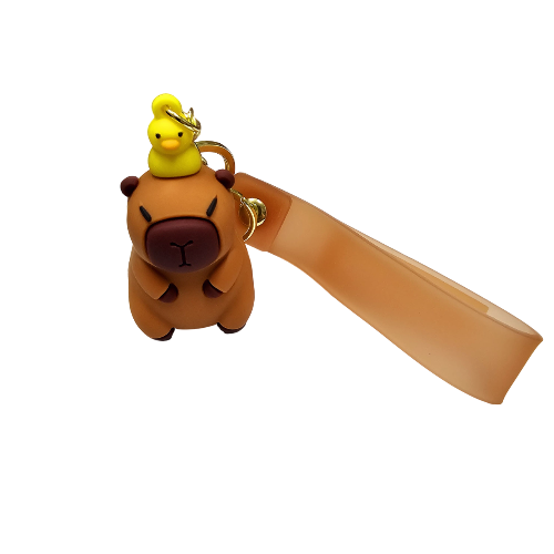 Llavero goma 3D Carpincho Capybara Sentado con Patito