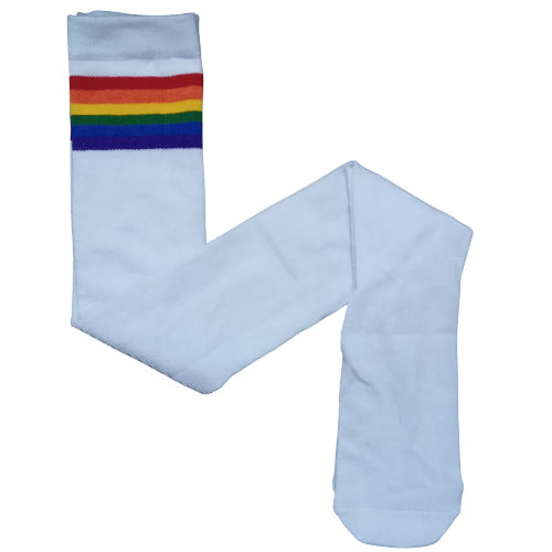 Medias bucaneras Blancas con rayas multicolor