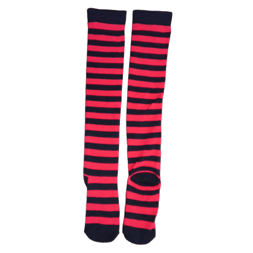 Medias bucaneras Rayadas Negro y Rojo (lineas finas)