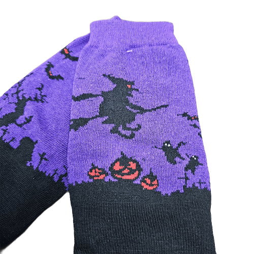 Medias 3/4 Bruja Halloween fondo violeta