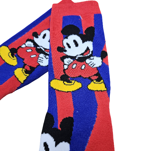 Medias 3/4 Mickey Mouse fondo rojo y azul