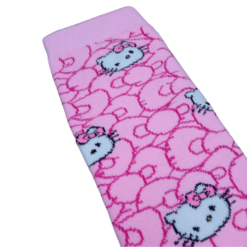 Medias 3/4 Sanrio - Hello Kitty caritas y moños fondo rosa