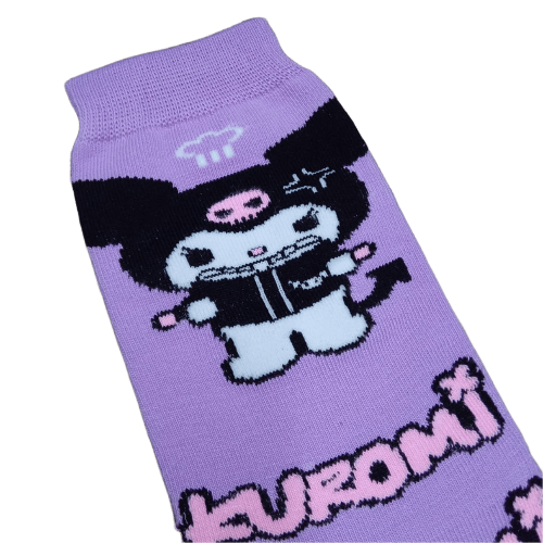 Medias 3/4 Sanrio - Kuromi enojada fondo lila
