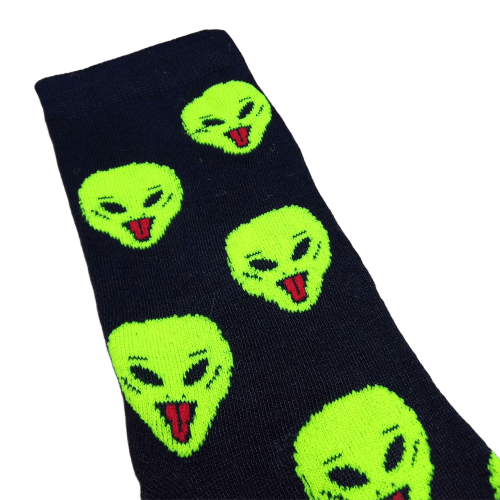 Medias 3/4 Alien caras sacando la lengua (fondo negro)
