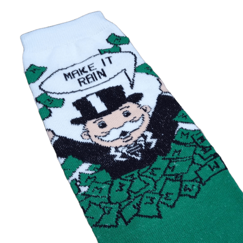 Medias 3/4 Monopoly - Make It Rain (fondo blanco y verde)