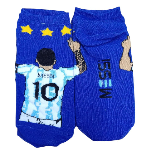 Medias soquete Messi 3 Estrellas fondo azul