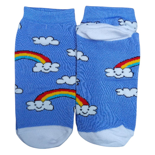 Medias soquete Nube Feliz con Arcoiris Fondo Celeste