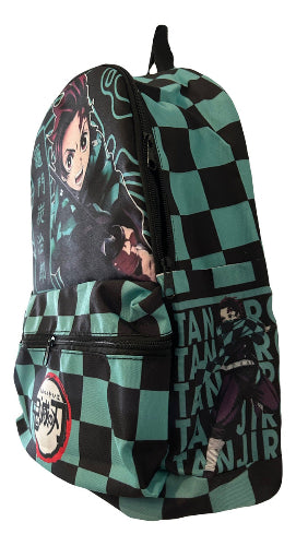 Mochila de Cordura Reforzada - Demon Slayer Tanjiro (fondo cuadros verde y negro)
