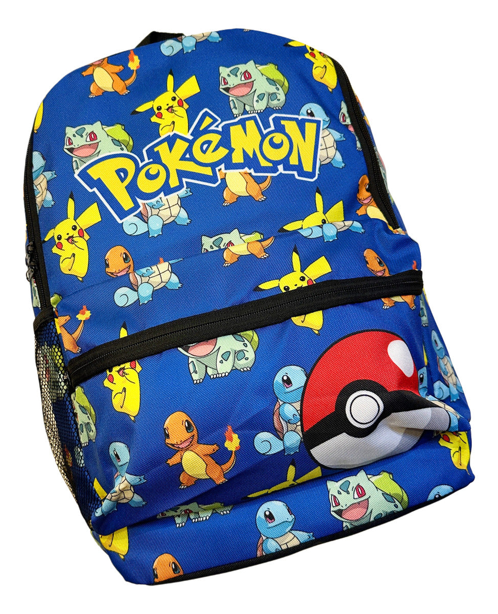 Mochila de Cordura Reforzada - Pokemon Personajes Iniciales (fondo Azul)