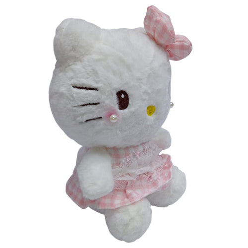 Peluche plush Sanrio - Hello Kitty perlitas vestido cuadrillé 22CM