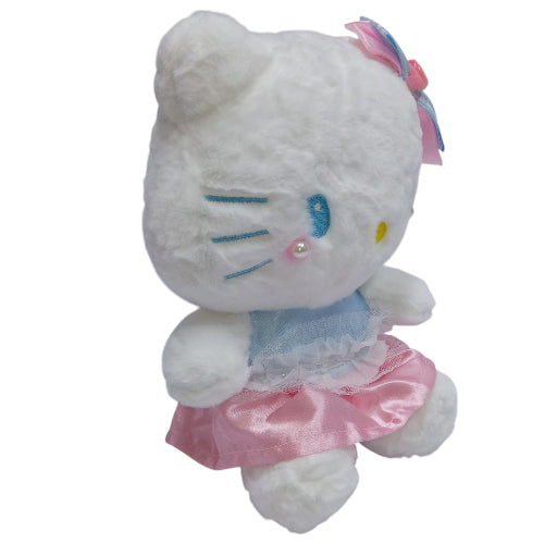 Peluche plush Sanrio - Hello Kitty perlitas vestido celeste y rosa 22CM