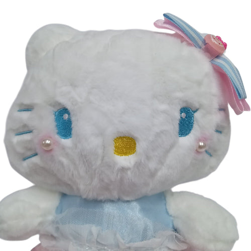 Peluche plush Sanrio - Hello Kitty perlitas vestido celeste y rosa 22CM