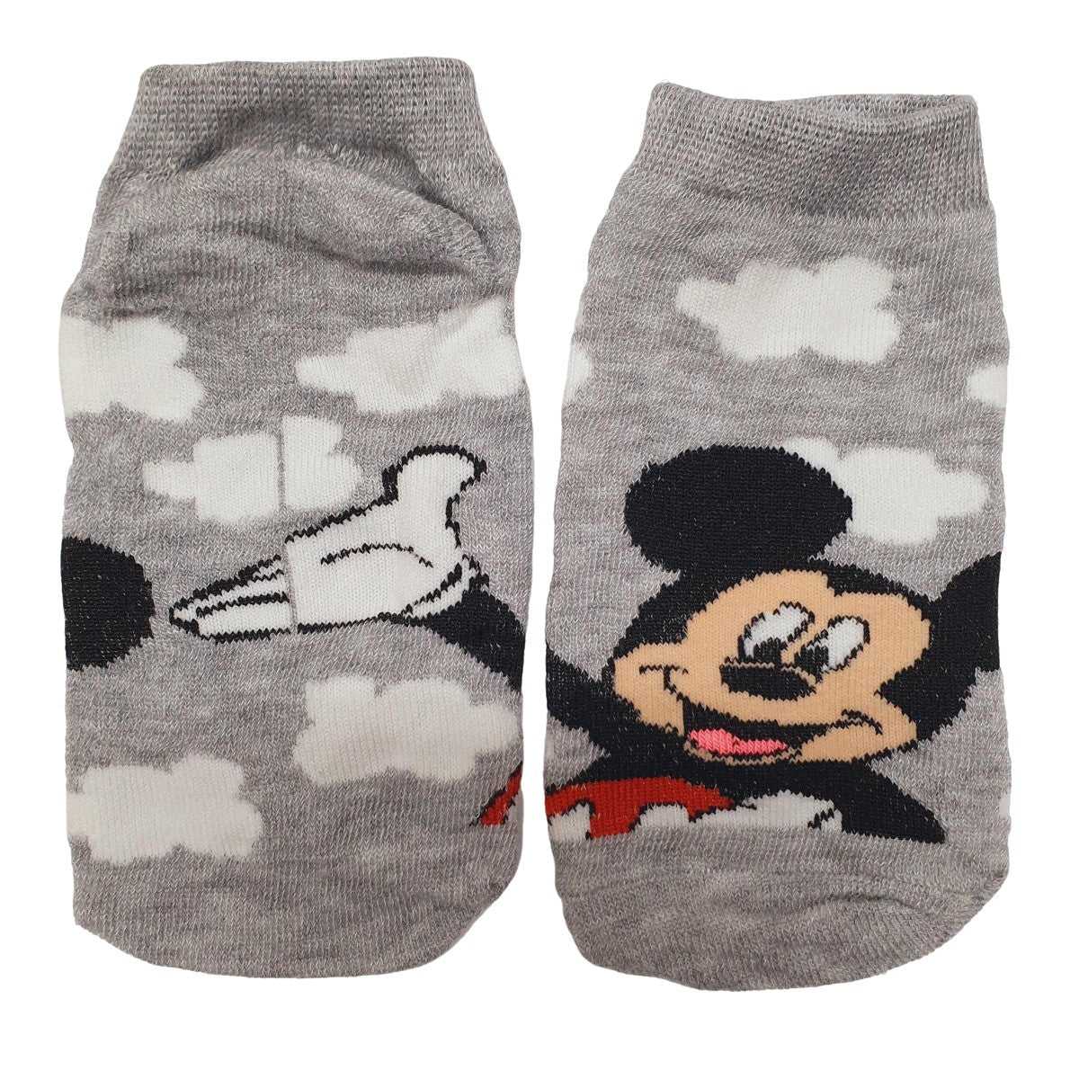 Medias Soquete Mickey Mouse - Mickey Contento Fondo Gris (talle niño)