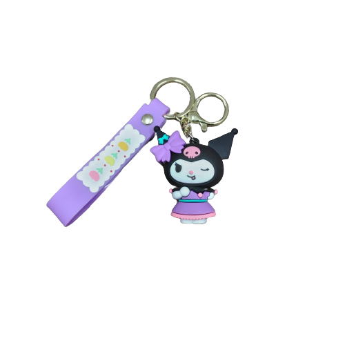 Llavero goma 3D Sanrio Kuromi Moño Violeta y turquesa