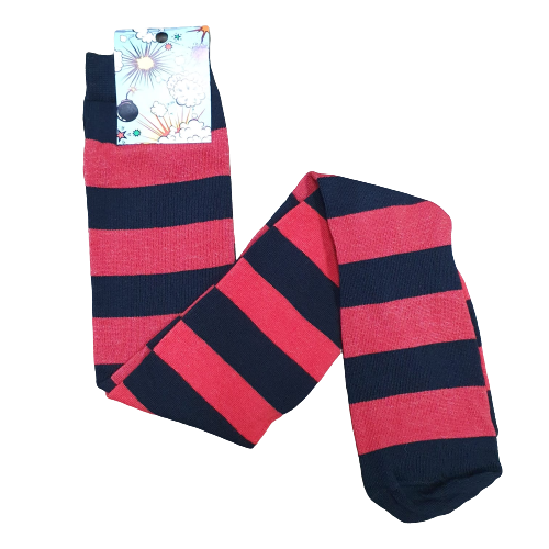 Medias Bucaneras Rayadas Negro y Rojo (lineas gruesas)