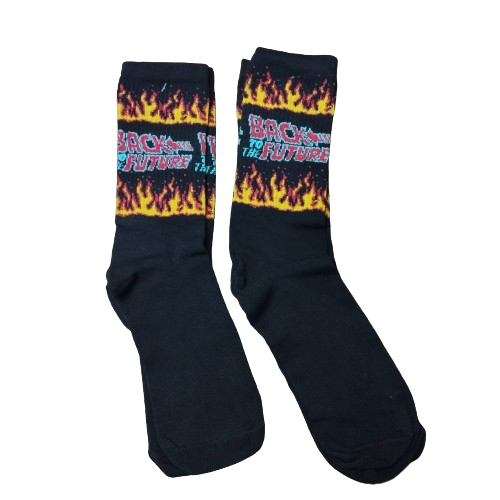 Medias 3/4 Volver al Futuro - Logo en llamas (Fondo negro)