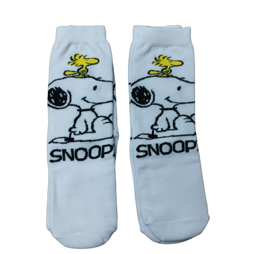 Medias 3/4 Snoopy & Woodstock - Sentado (Fondo blanco)