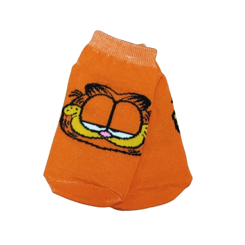 Medias Soquetes Garfield - Garfield Cara (Fondo naranja) - Talle Niño