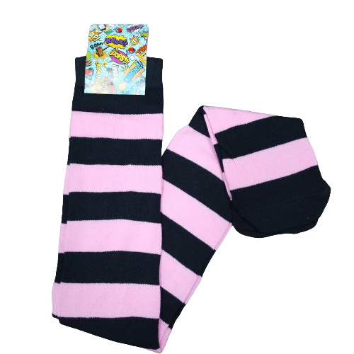 Medias bucaneras Rayadas negro/rosa