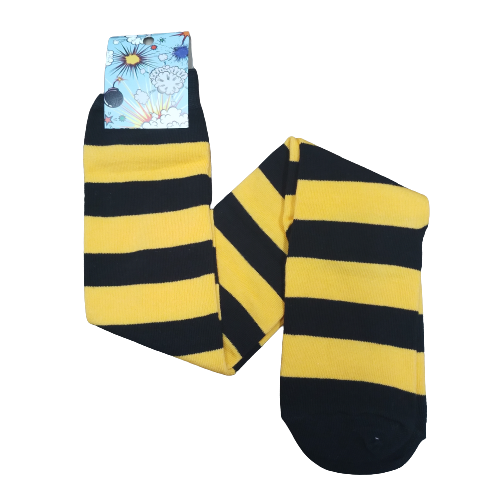 Medias Bucaneras Rayadas Negro y Amarillo (lineas gruesas)