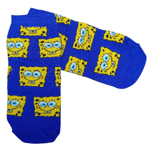 Medias soquete Bob Esponja - Bob caras fondo azul