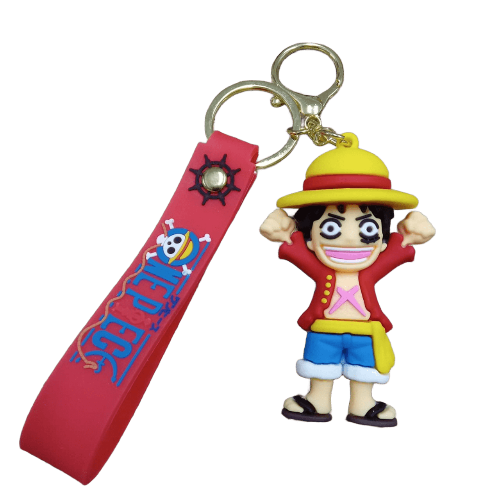 Llavero Goma 3D One Piece - Luffy Brazos Arriba (Correa con Cascabel)