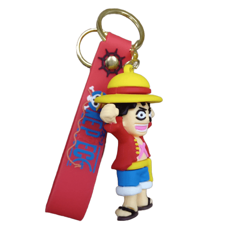 Llavero Goma 3D One Piece - Luffy Brazos Arriba (Correa con Cascabel)