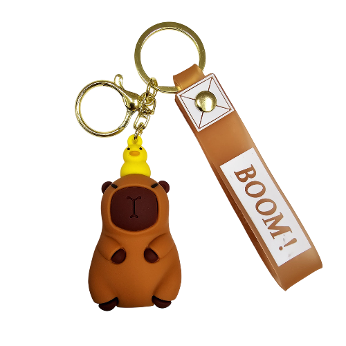 Llavero goma 3D Carpincho Capybara Sentado con Patito