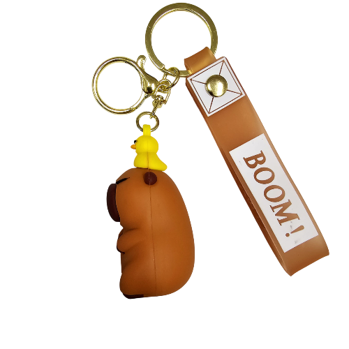 Llavero goma 3D Carpincho Capybara Sentado con Patito
