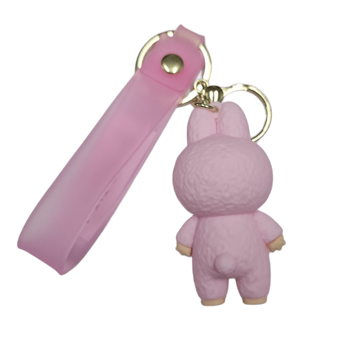 Llavero Goma 3D Labubu rosa