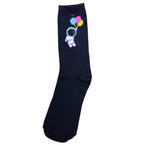 Medias 3/4 Puño Astronauta con globos fondo negro