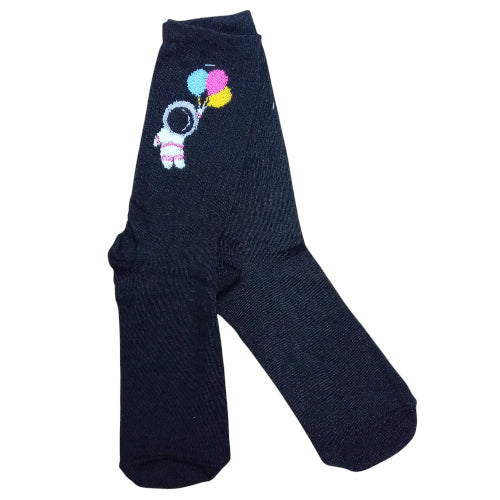 Medias 3/4 Puño Astronauta con globos fondo negro