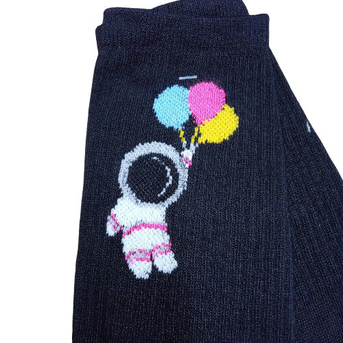 Medias 3/4 Puño Astronauta con globos fondo negro