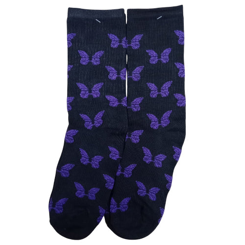 Medias 3/4 Puño - Mariposas violetas fondo negro
