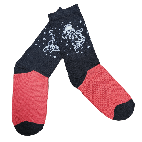 Medias 3/4 Puño - Astronauta fondo negro y rojo