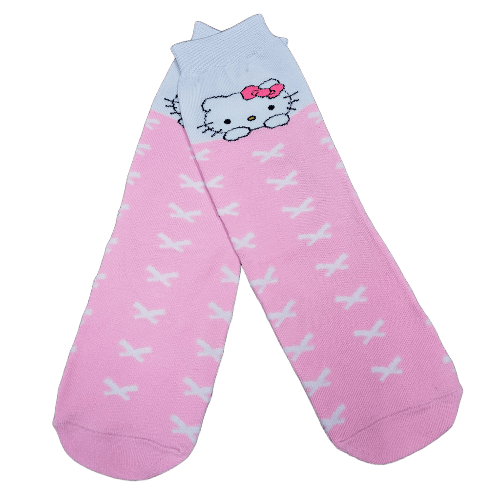 Medias 3/4 Sanrio - Hello Kitty camita rosa con cruces
