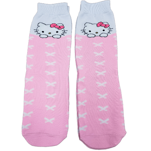 Medias 3/4 Sanrio - Hello Kitty camita rosa con cruces