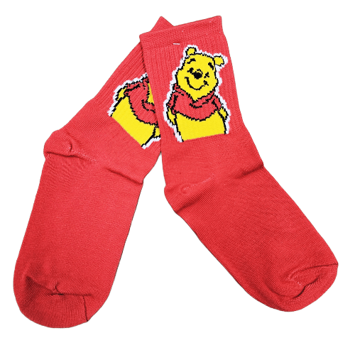 Medias 3/4 Puño - Winnie Pooh fondo rojo