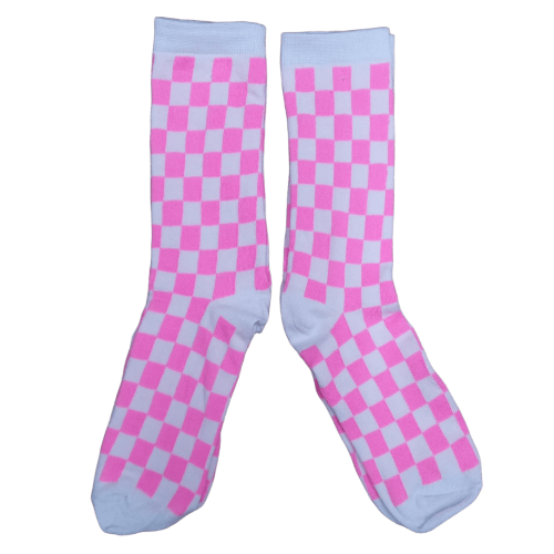Medias 3/4 Cuadros Blancos y Rosas
