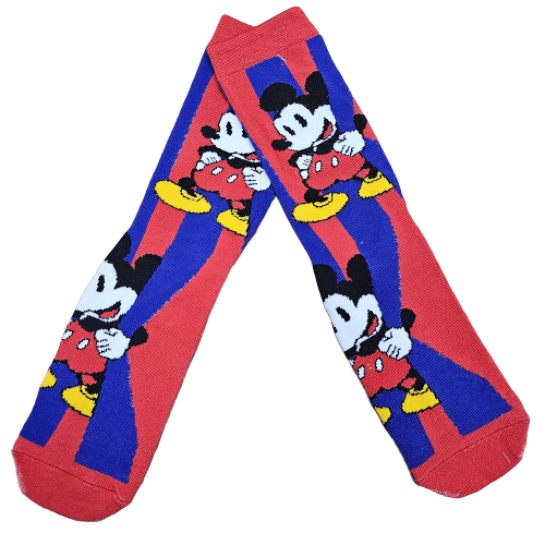 Medias 3/4 Mickey Mouse fondo rojo y azul