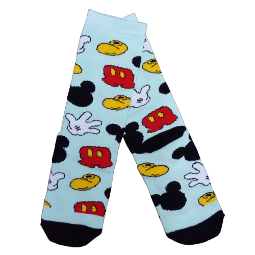 Medias 3/4 Mickey Mouse guante zapato orejas (fondo celeste)