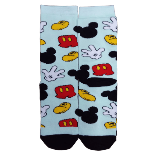 Medias 3/4 Mickey Mouse guante zapato orejas (fondo celeste)