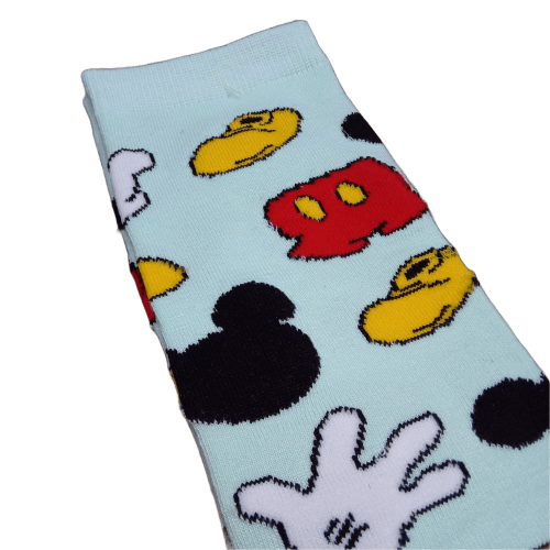 Medias 3/4 Mickey Mouse guante zapato orejas (fondo celeste)