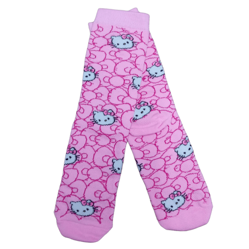 Medias 3/4 Sanrio - Hello Kitty caritas y moños fondo rosa