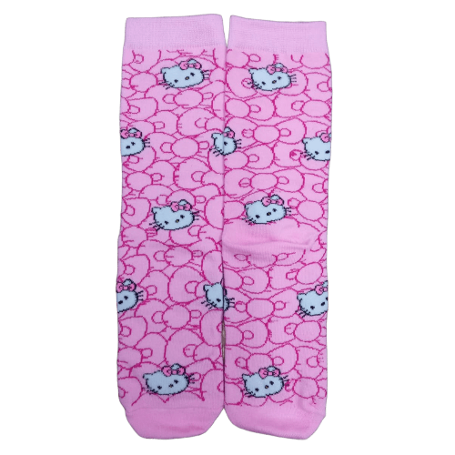 Medias 3/4 Sanrio - Hello Kitty caritas y moños fondo rosa