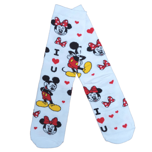 Medias 3/4 Mickey Mouse - Mickey y Minnie I Love You corazones