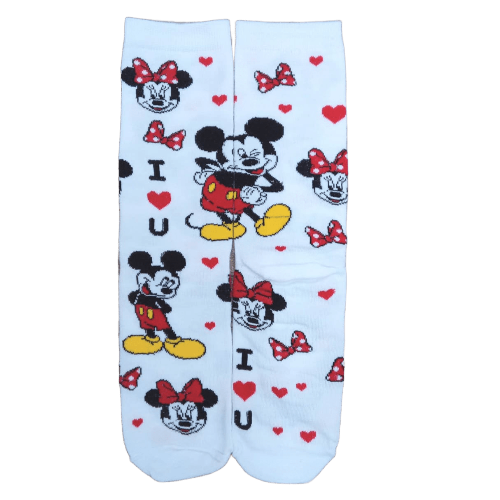 Medias 3/4 Mickey Mouse - Mickey y Minnie I Love You corazones