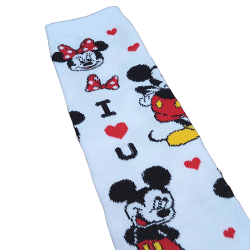 Medias 3/4 Mickey Mouse - Mickey y Minnie I Love You corazones